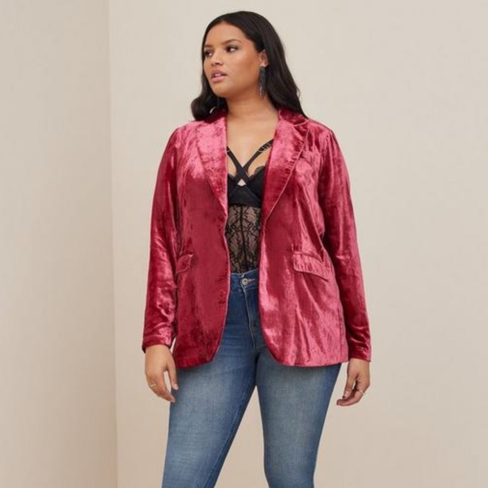 Torrid Size 1 Red Velvet Classic Blazer NWT
